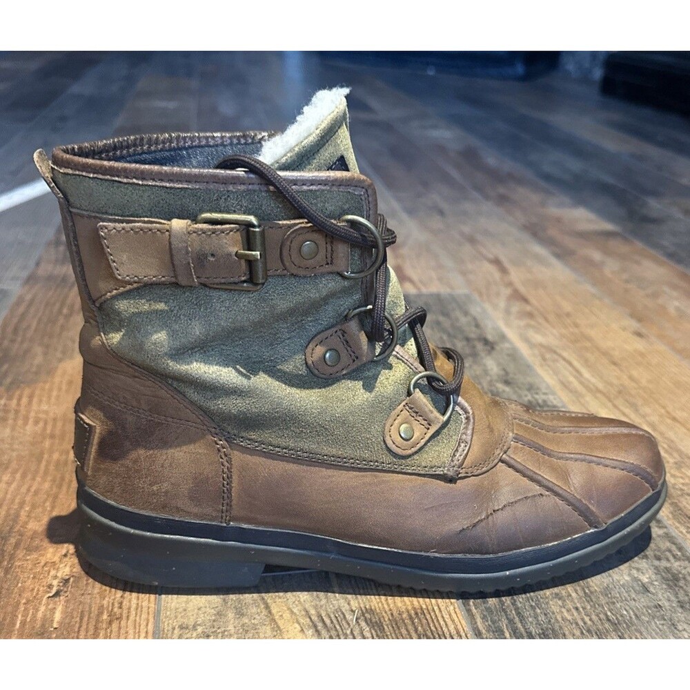 UGG Austria Women Cecile Waterproof Brown Leather Ankle Lace Boots Size 9